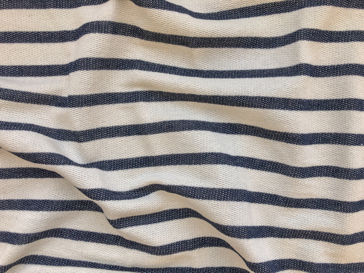 Deadstock Organic Cotton French Terry - Ecru/Denim Stripe ...