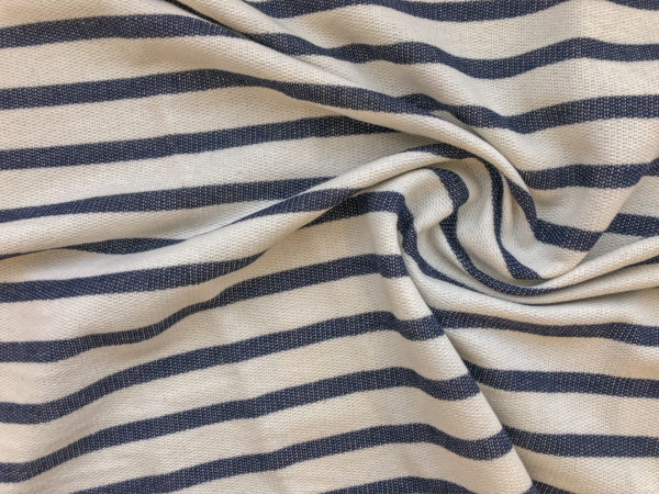 Deadstock Organic Cotton French Terry - Ecru/Denim Stripe