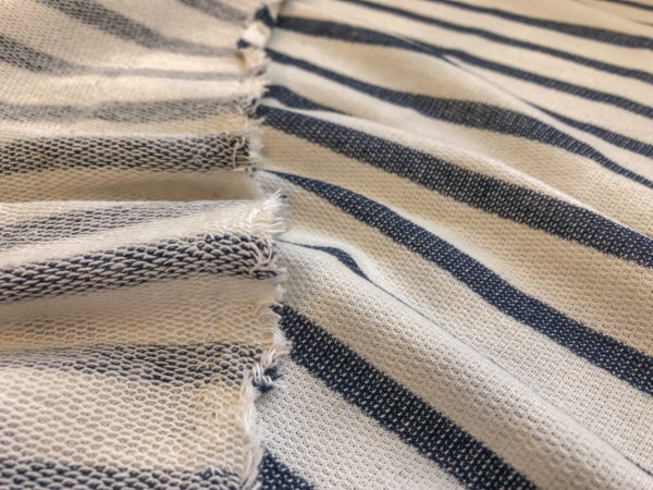 Deadstock Organic Cotton French Terry - Ecru/Denim Stripe