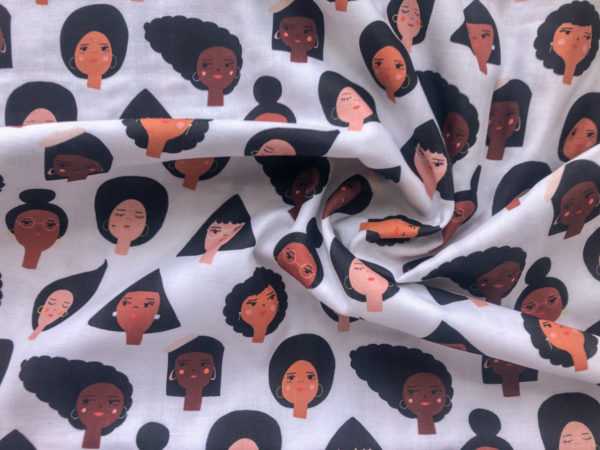 Organic Cotton Double Gauze - Friends & Faces - Geometric Girls