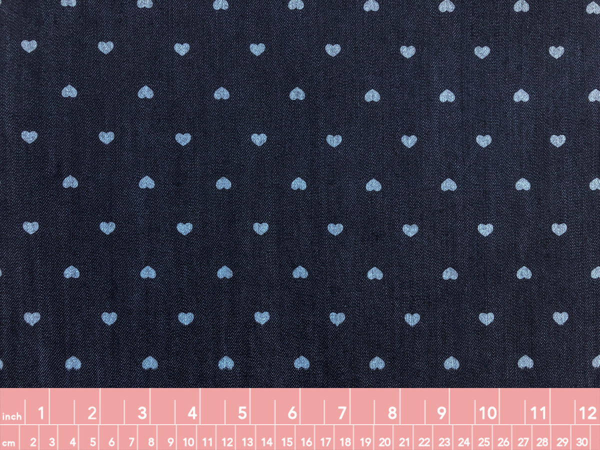 Printed Cotton/Spandex Denim - Blue Hearts - Stonemountain & Daughter ...