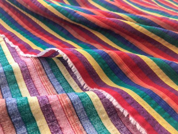 Rainbow Stripe Cotton/Rayon Voile