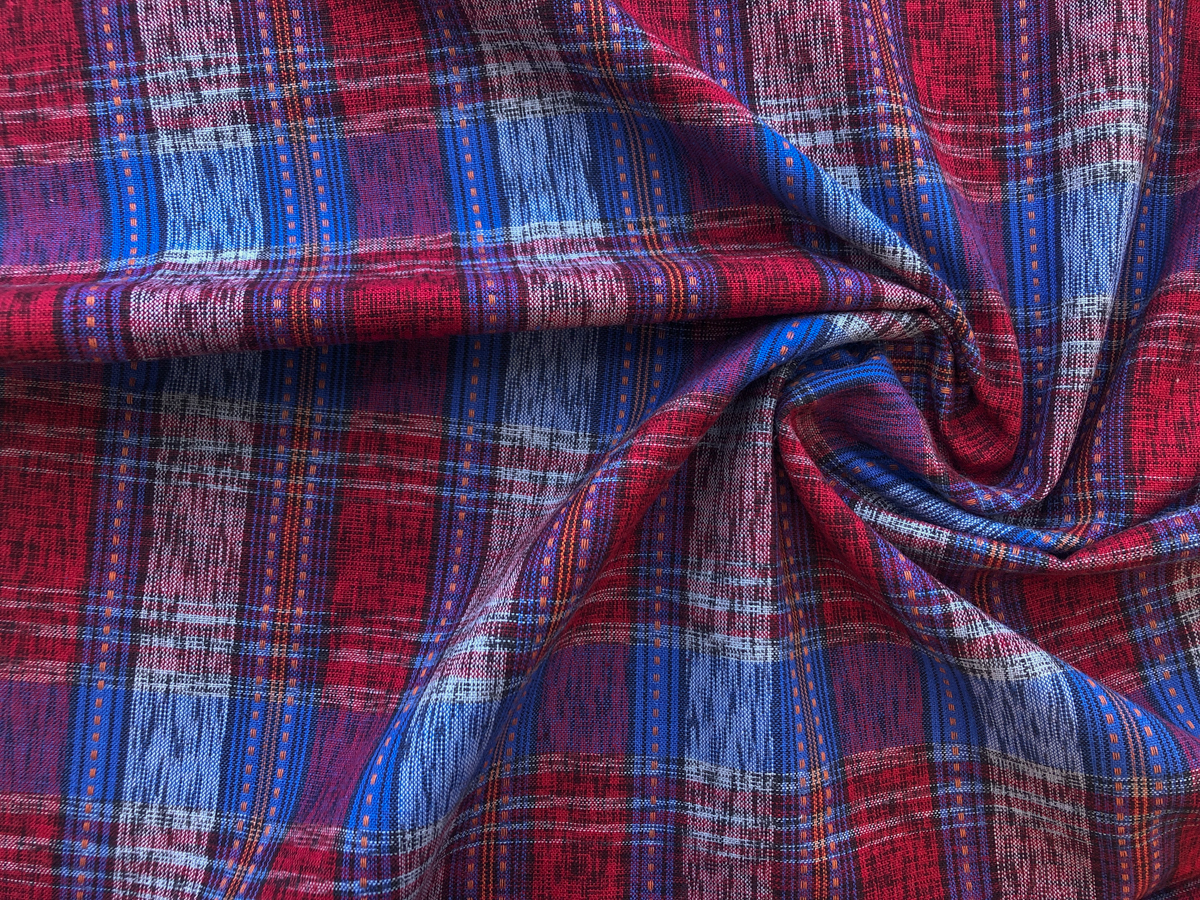 Cotton Gauze Texture Plaid Stripe Fabric by The Yard - Blouse