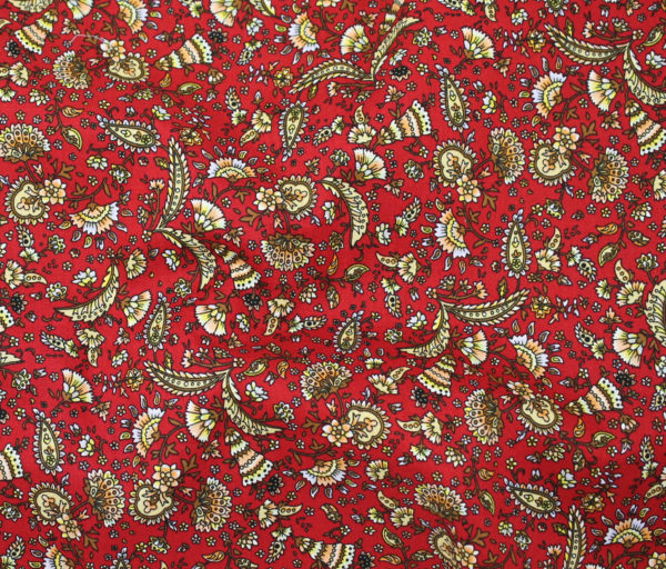 Cotton Poplin - Paisley - Rust