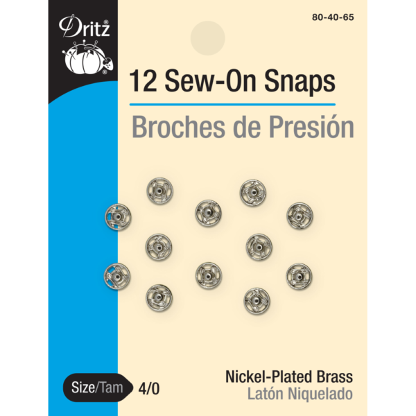 Dritz Sew-on Snaps - Nickel - Size 4/0