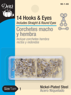 Dritz Hooks & Eyes - Nickel 14ct. size 1