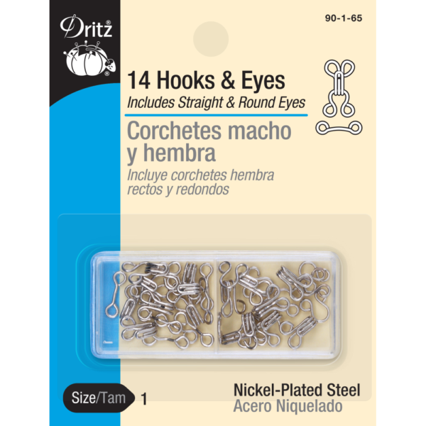 Dritz Hooks & Eyes - Nickel 14ct. size 1