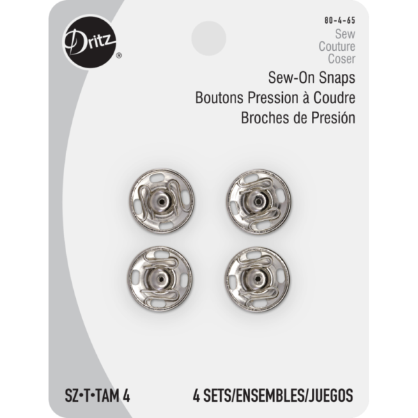 Dritz Sew-on Snaps - Nickel - Size 4