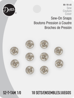 Dritz Sew-on Snaps - Nickel - Size 1/0