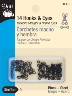 Dritz Hooks & Eyes - Black 14ct. size 0