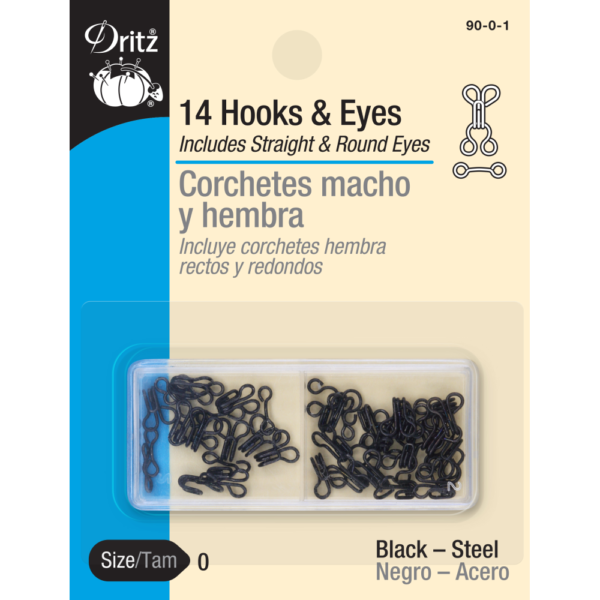 Dritz Hooks & Eyes - Black 14ct. size 0