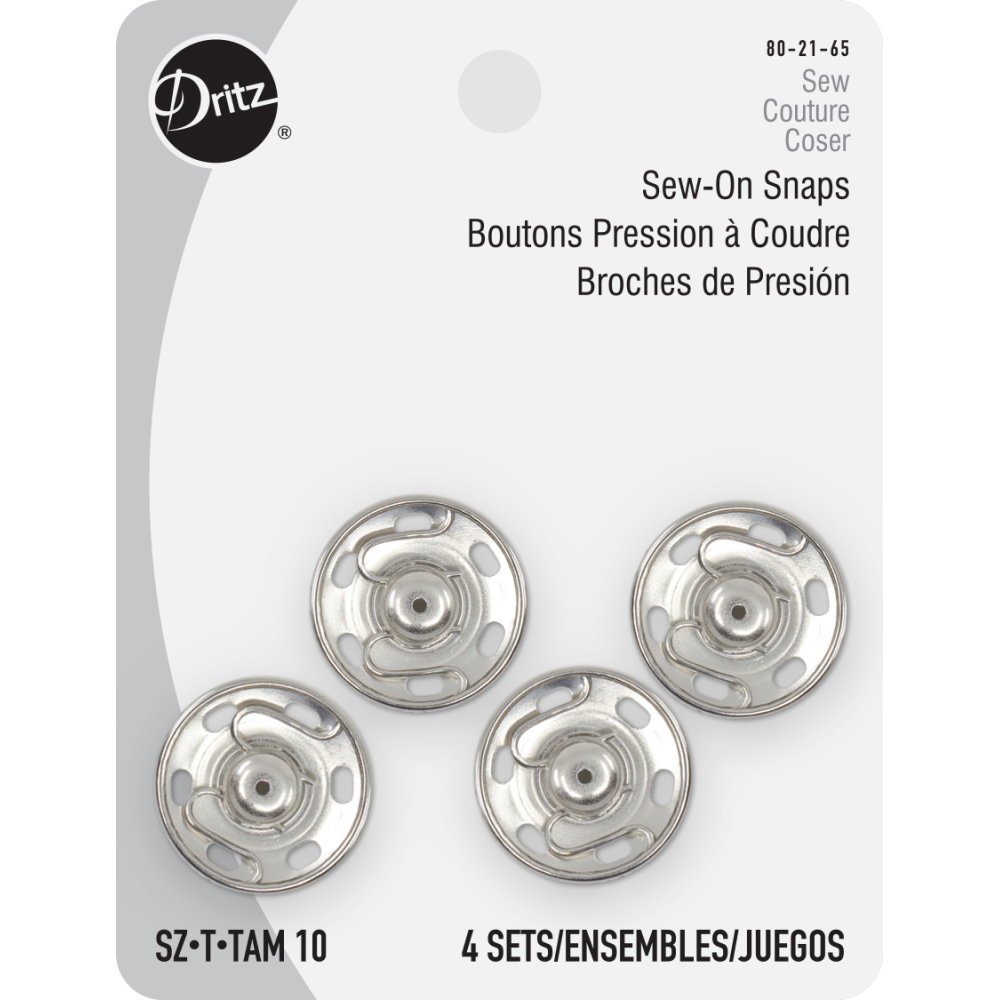 Dritz Sew-on Snaps - Nickel - Size 10