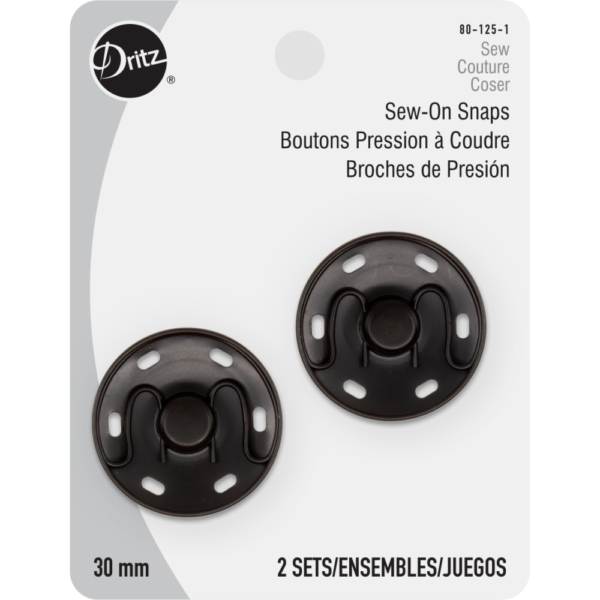 Dritz Large Sew-On Snaps - Black