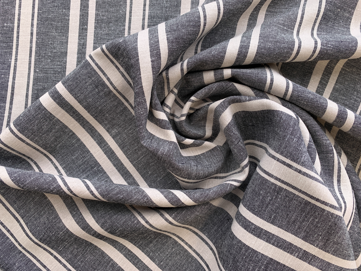 Boheme Stripe Rayon/Linen - Black - Stonemountain & Daughter Fabrics