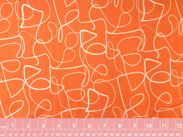 Organic Cotton Double Gauze - Abstract Collage - Clementine Squiggle