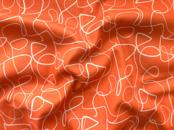 Organic Cotton Double Gauze - Abstract Collage - Clementine Squiggle