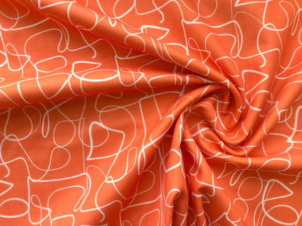 Organic Cotton Double Gauze - Abstract Collage - Clementine Squiggle