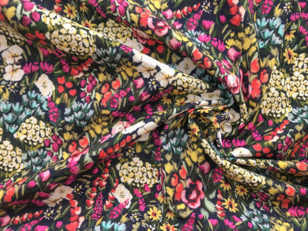 Italian Cotton/Viscose Stretch Sateen - Garden Blooms