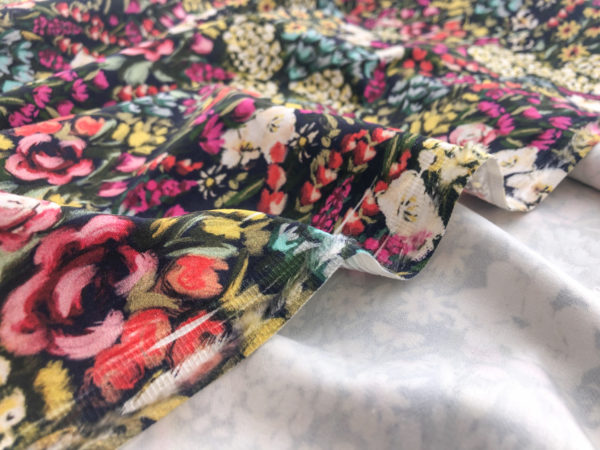 Italian Cotton/Viscose Stretch Sateen - Garden Blooms