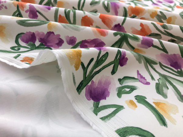 Italian Cotton/Viscose Stretch Sateen - Painted Tulips