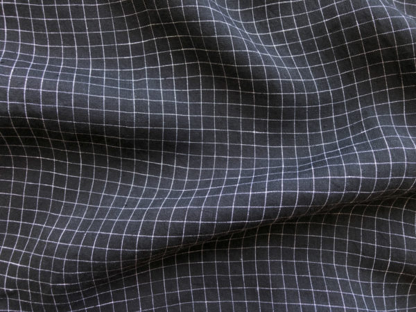 Yarn Dyed Linen - Mini Check - Black