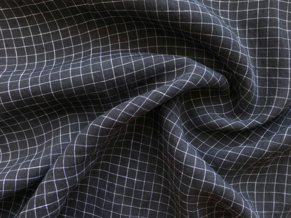 Yarn Dyed Linen - Mini Check - Black