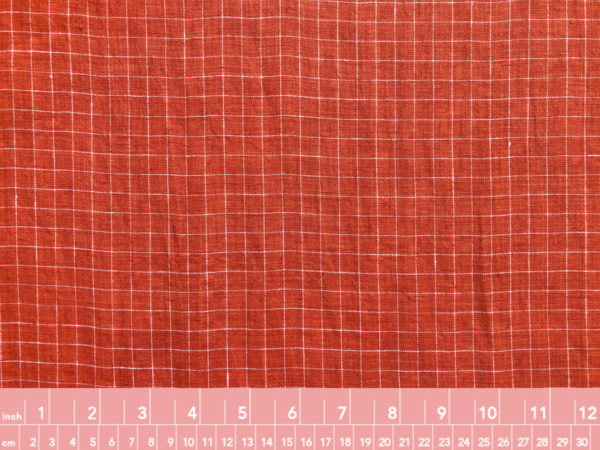 Yarn Dyed Linen - Mini Check - Papaya