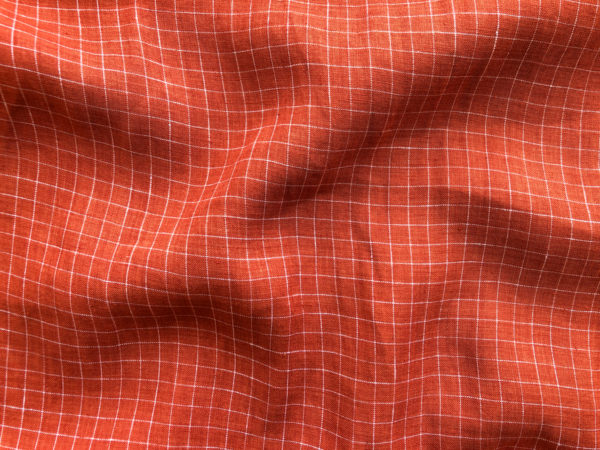 Yarn Dyed Linen - Mini Check - Papaya