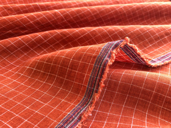 Yarn Dyed Linen - Mini Check - Papaya