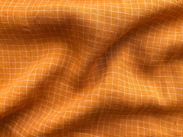 Yarn Dyed Linen - Mini Check - Mango