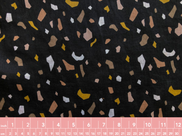 Printed Linen - Terrazzo - Black