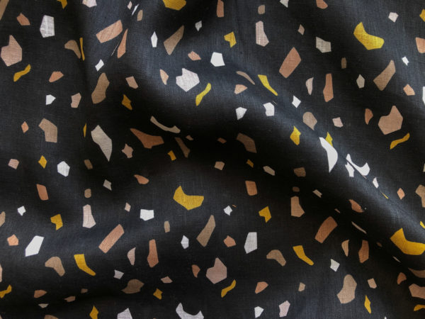 Printed Linen - Terrazzo - Black