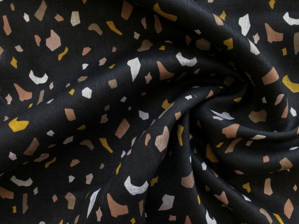 Printed Linen - Terrazzo - Black