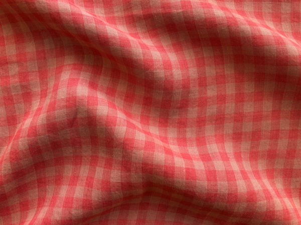 Yarn Dyed Linen - Gingham Check - Watermelon