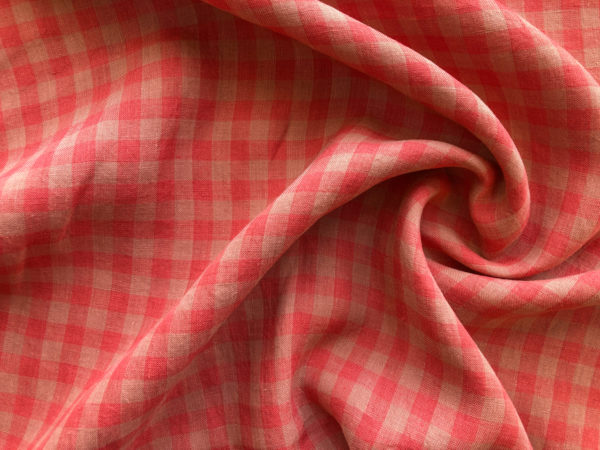 Yarn Dyed Linen - Gingham Check - Watermelon
