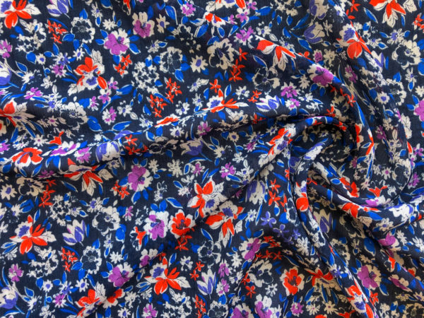 Italian Viscose/Silk Crinkle Chiffon - Packed Blooms