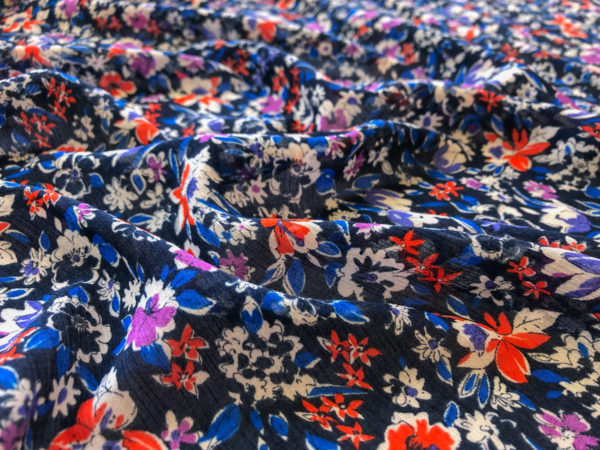 Italian Viscose/Silk Crinkle Chiffon - Packed Blooms