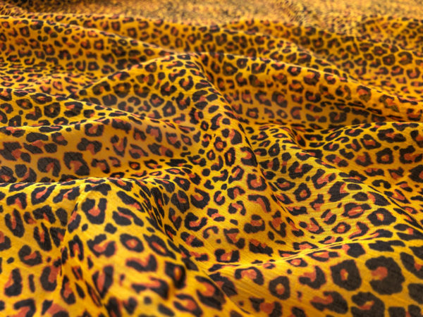 Italian Viscose/Silk Crinkle Chiffon - Mini Leopard Print