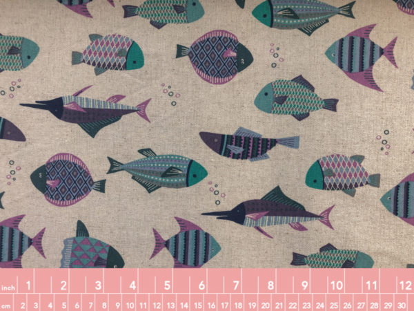 Kokka - Cotton/Linen Canvas - Fishes - Green