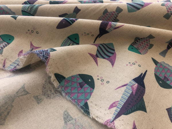 Kokka - Cotton/Linen Canvas - Fishes - Green