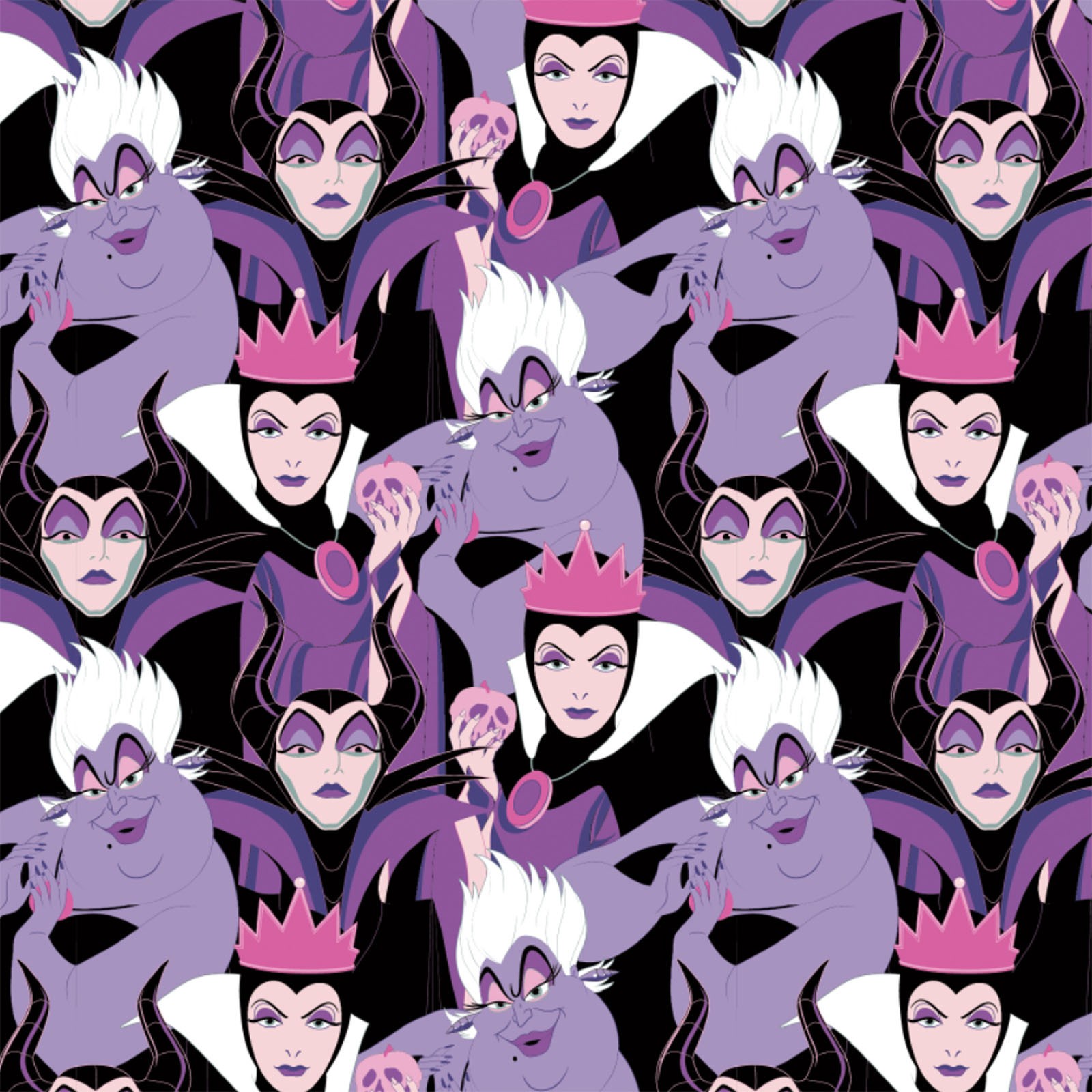 Quilting Cotton Disney Villains Diabolically Devious Purple