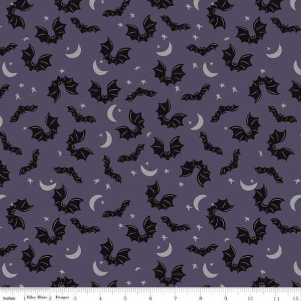 Quilting Cotton - Spooky Hollow - Bats - Eggplant