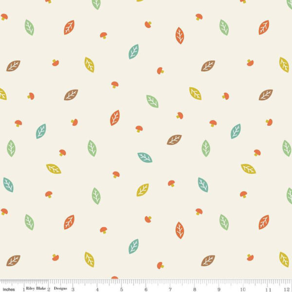 Cotton Flannel - Woodland - Leaf - Parchment