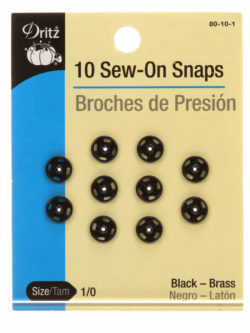 Dritz Sew-on Snaps - Black - Size 1/0