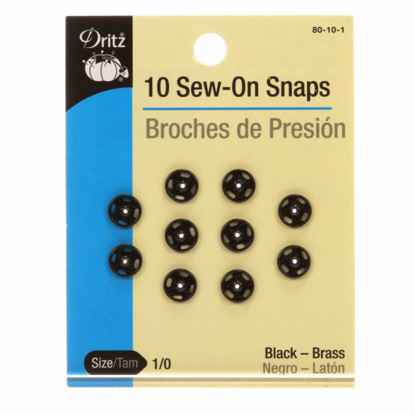 Dritz Sew-on Snaps - Black - Size 1/0