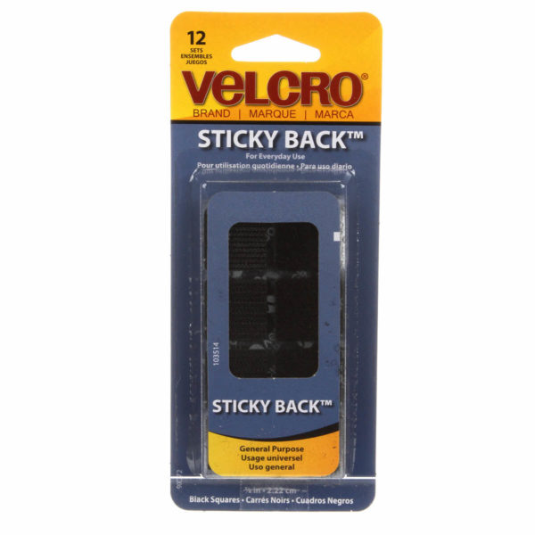 VELCRO® Fastener Sticky Back Squares - 7/8 inch - Black