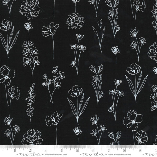 Quilting Cotton - Illustrations - Floral Doodle - Ink