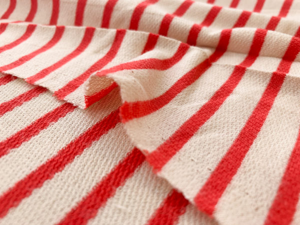 Deadstock Rayon/Spandex French Terry – Chili/Oatmeal Stripe