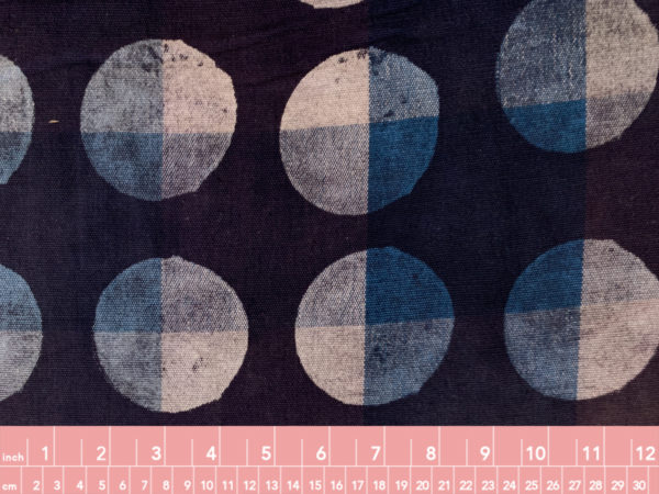 Handwoven Block Printed Cotton - Circles - Ocean