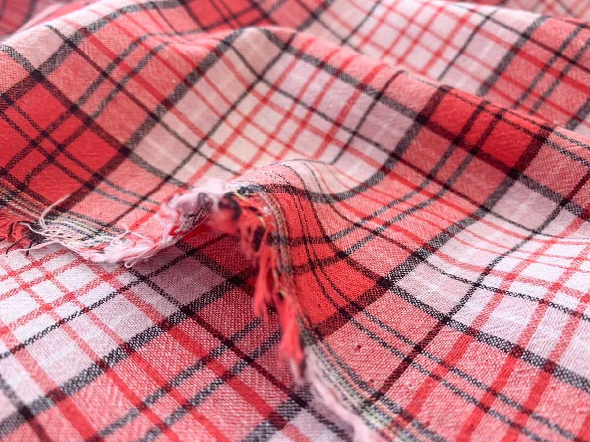 Cotton Flannel Plaid in Red Black White